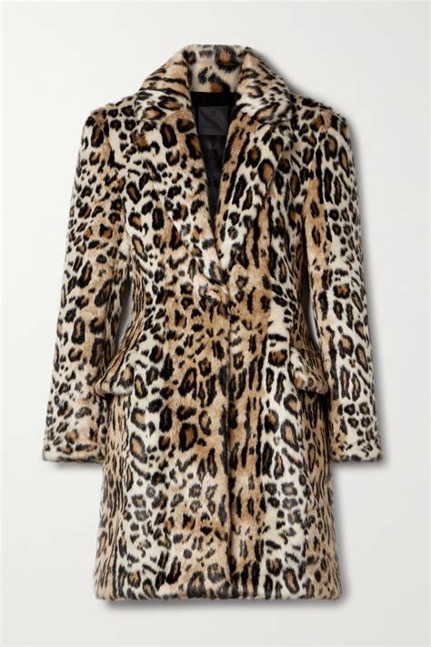 givenchy leopard coat|Oversized coat in fur with leopard print .